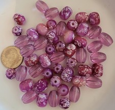 Purple/Pink Glass Beads 50 Pc B9