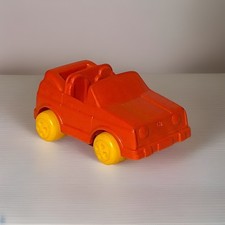 Vtg Toy Car Viking Plast Red Volkswagen Conv. Yellow Wheels Sweden