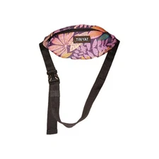 Fanny pack TINYAT floral print polyester, 2 zip closures, inner zip pocket