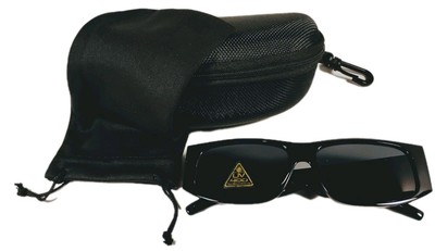 Unisex Shield Sunglasses With High Gloss Black Frame And Black Lenses.
