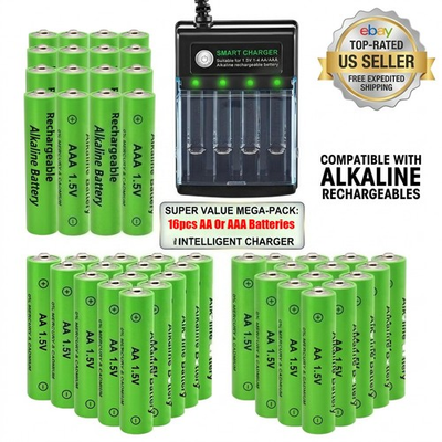#ad 16PCS AA AAA Alkaline Batteries 3000mAh Rechargeable Battery 1.5V Smart Charger $9.99