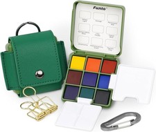 Funto Pocket Watercolor Set, Travel Artist Outdoor Sketch Kits with 2 Foldabl