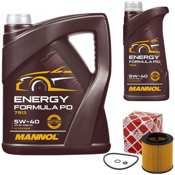 MotoröL Set Mannol 5W-40 API SN 6 Liter + ÖLfilter FüR BMW 4Er 428I X4 3Er 320I-image