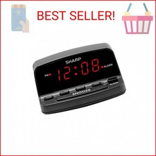 Sharp Digital Alarm Clock with Keyboard Style Controls, Battery Back-up, Easy to