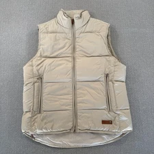 Dubarry Ireland Puffer Vest Mens Large Beige Full Zip Goose Down Pockets Adult
