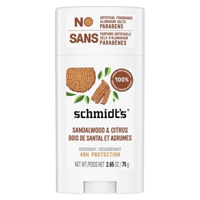 Schmidt's Aluminum-Free Vegan Deodorant Sandalwood & 2.6 Ounce (Pack of 1)