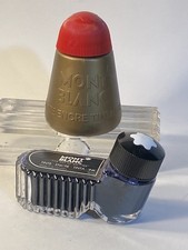 Vintage Mont Blanc Fountain Pen Ink Blue-Noir Inkwell 52ml With A Little Red