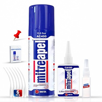 MITREAPEL CA Glue with Activator Kit (3.5oz+13.5fl oz) Instant Bond Professio...