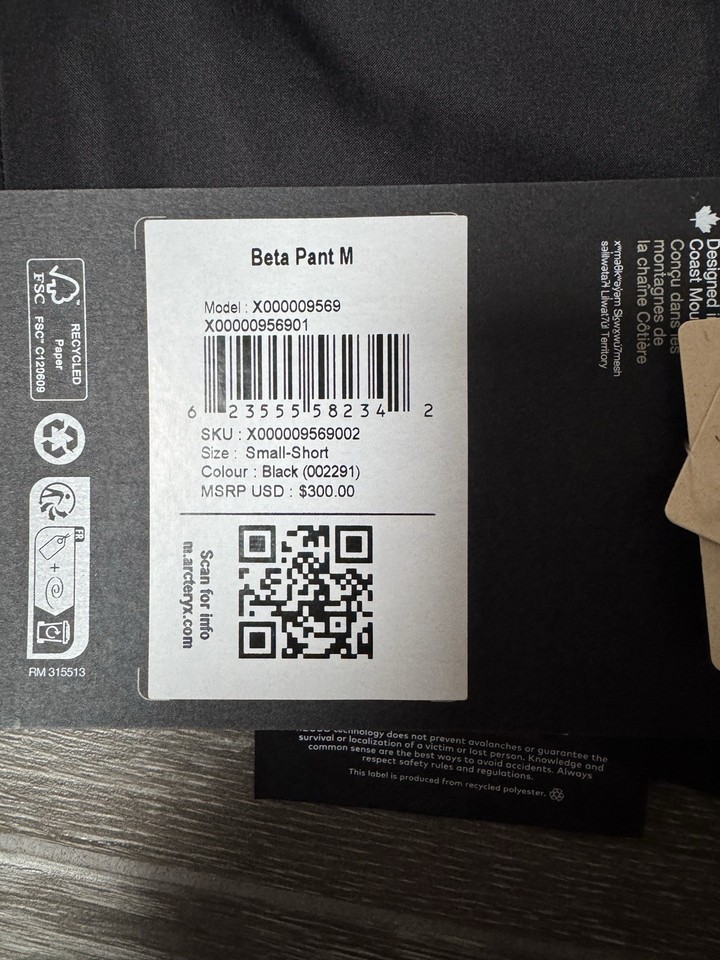 NWT Mens Arc’teryx Black Goretex PRO Beta AR Pant sz S Regular | eBay