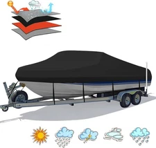 Heavy Duty 1200D PU Waterproof Boat Cover, 20'- 22' Trailerable Marine Grade