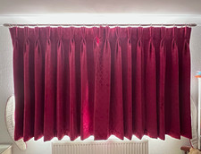 Blush Red Geometric Pinch Pleat Curtains, Lined Blackout  Curtains with Pole