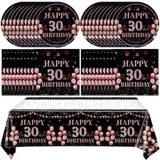 41 PCS 30th Birthday Decorations Her Rose Gold, Party Tableware 20 Guest Set