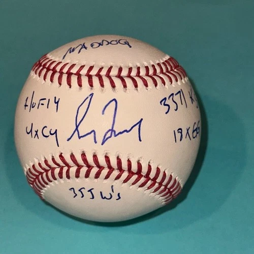 GREG MADDUX (Cubs) Signed Official MLB Baseball Beckett (BAS) w/ STAT Inscrips