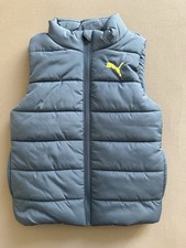 PUMA Boys Light Blue Full Zip Puffer Vest Jacket Size XS