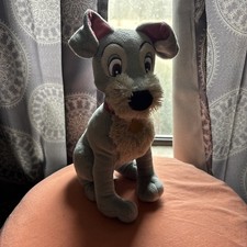 Disney Store Tramp Gray Dog Plush 16" Lady and the Tramp Stuffed Animal