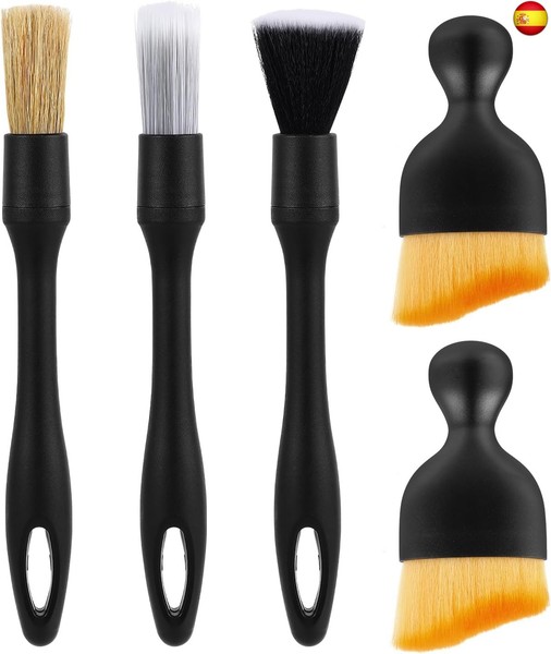 Kit Limpieza Coche(5Pcs), Detailing Brocha Cepillos para Detalles, para