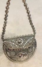 Metallic Evening Bag/Clutch with Beaded Strap