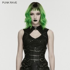 Punk Rave Women Black Gothic Cyberpunk Gloss Patent Leather Corset Waistband