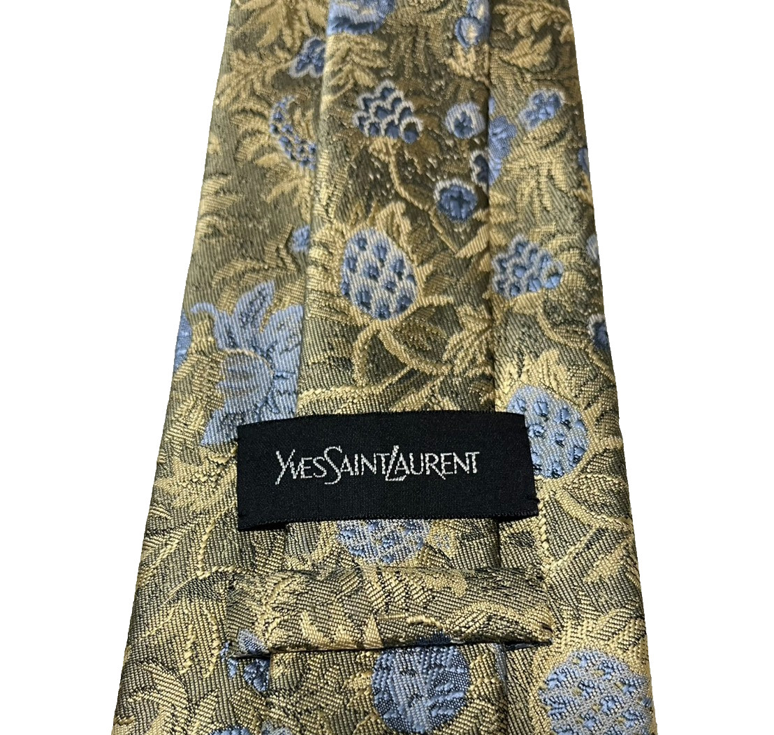 YSL Yves Saint Laurent Silk Tie Gold  Rare Vintage Made in Japan Used -Very Good image 2