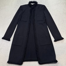 St. John Collection Black Wool Blend Rockstar Santana Knit Fringe Jacket Size 4
