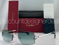 Cartier Rimless Square Sunglasses Silver Green Gradient 56mm CT0550S 004 NEW