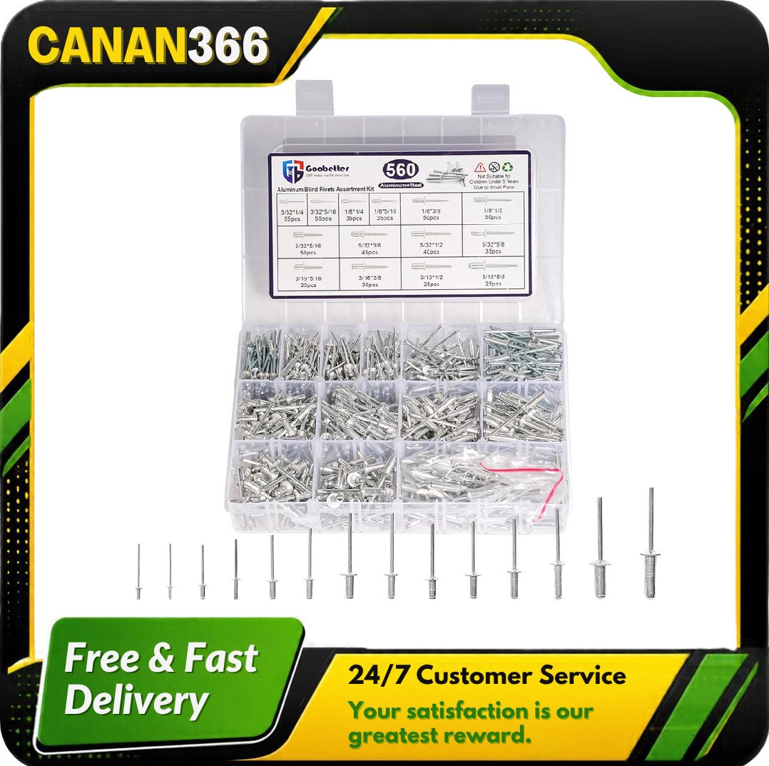 560PC Pop Rivets Assortment Kit Aluminum Blind Rivets 14Size Blind Rivet