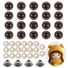 PATIKIL 16mm Safety Eyes, 20Pcs Realistic Doll Crocheting 16mm, Brown