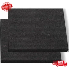 Black Customizable Polyethylene Foam Sheets, 2PACK 12 x 16 x 1INCH Thick Padding
