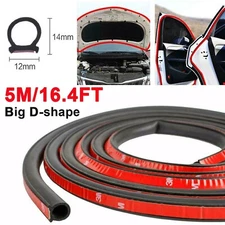 16FT Universal D-Shape Rubber Car Door Seal Strip Hollow Edge Guard Weatherstrip