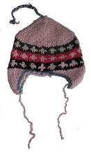 Winter HAT - Pink Handmade Pakistani Wool - Adult Knitted Hippie Ski Cap H10