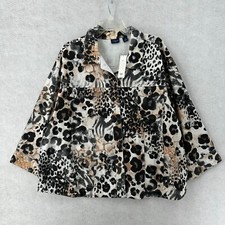 Nwt Westbound Leopard Jacket Top 3x Shacket Animal Print Pockets Collar Button