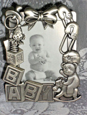 Baby Photo Picture Frame for 3.5" x 5" w/ Box Sixtrees Silver metal