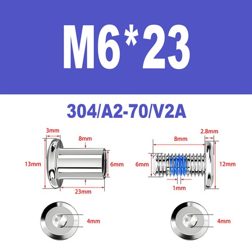 Möbelschrauben A2 V2A Hülsenschrauben M2-M6 Verbindungsschraube Möbelverbinder - Bild 102 von 122
