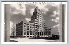 c1960s A. E. Staley Co Administration Building Decatur IL Postcard