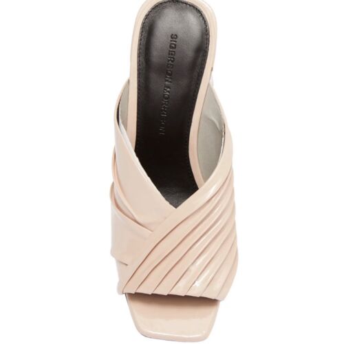 Sigerson Morrison Womens Pramod Nude Tan Patent Leather Heels Mules Sandals 8 - Picture 3 of 8
