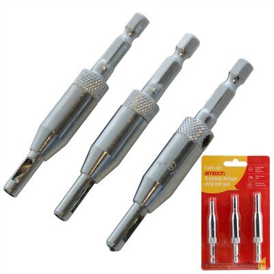 3PC SCHARNIER SELBSTZENTRIEREND BOHRER SET PILOT LÖCHER HSS SECHSKANT AUSSPARUNG SCHAFT (F2825)