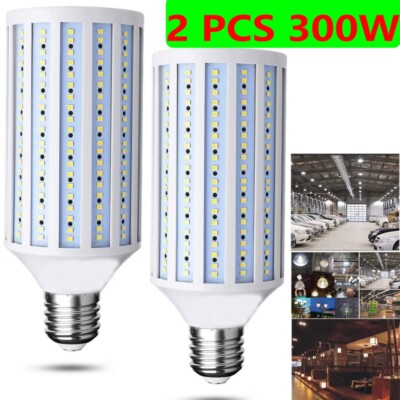 2PCS Super Bright 300W Eq LED Bulb 50W 168-Chip Corn Light 6000K Cool Daylight