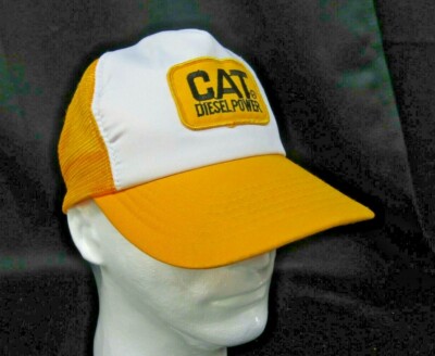 Vtg VBH CAT Diesel Power Mesh Trucker Farmer Hat Cap Patch LOGO Yellow White
