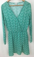 Splendid Women's Green/White Small Spring/Summer Faux Wrap Dress