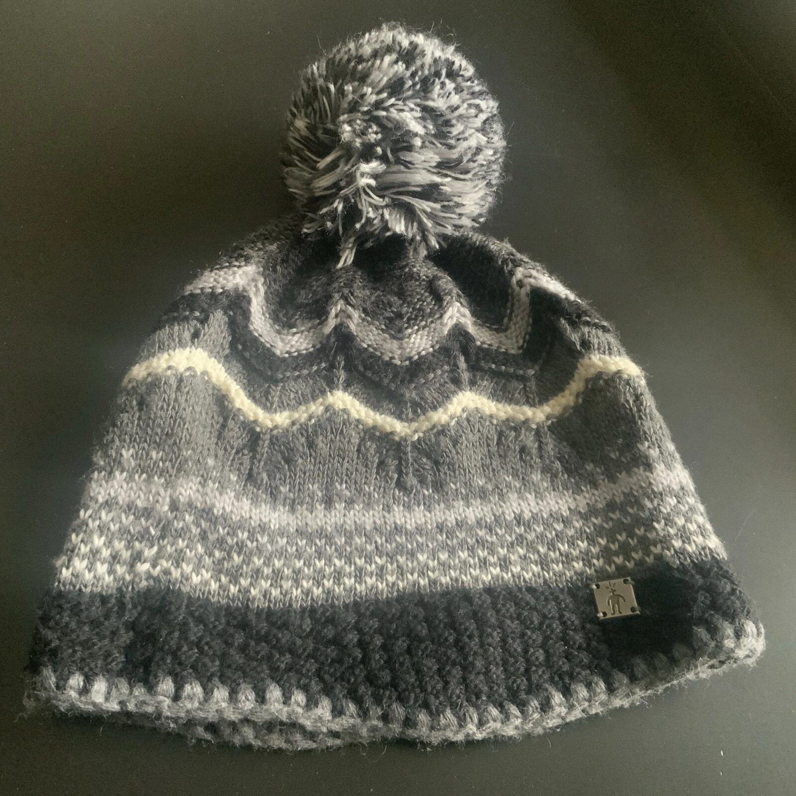 smartwool striped knit beanie pom pom 