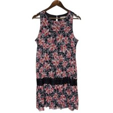 Loft Outlet NWT Pink and Black Floral Mini Dress Size 10
