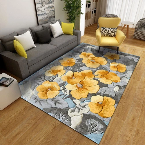 Alfombra de terciopelo floral 3D vintage alfombra de piso para sala de estar dormitorio antideslizante lavable - Imagen 8 de 22