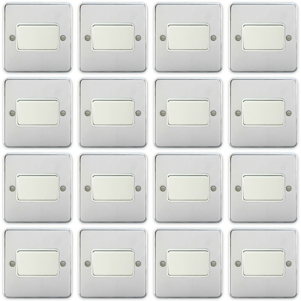 20 x Deta 1949CHW Fan Isolator Switches TP Polished Chrome / White Insert