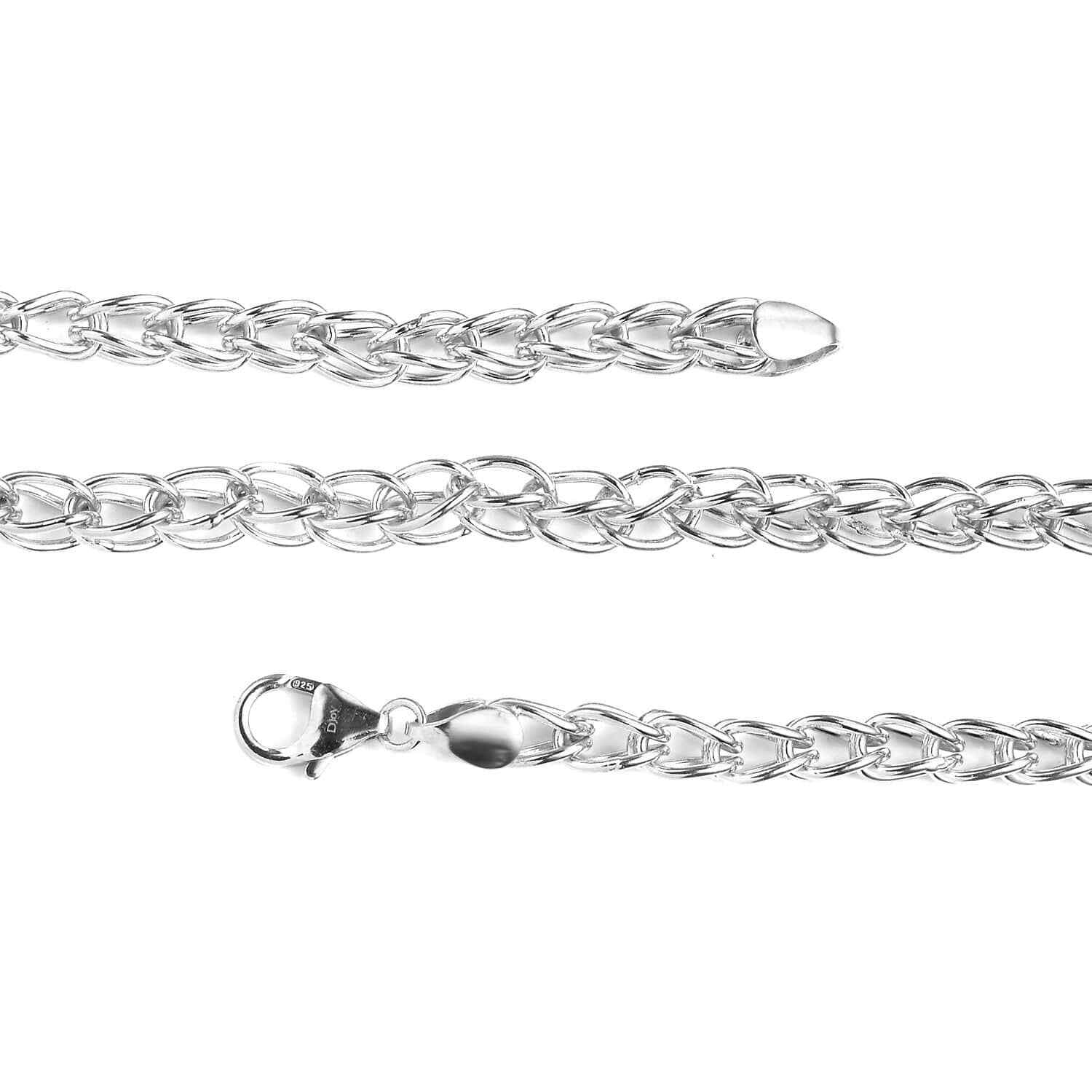 925 Sterling Silver Platinum Plated Chain Necklace Jewelry 28.30 Grams