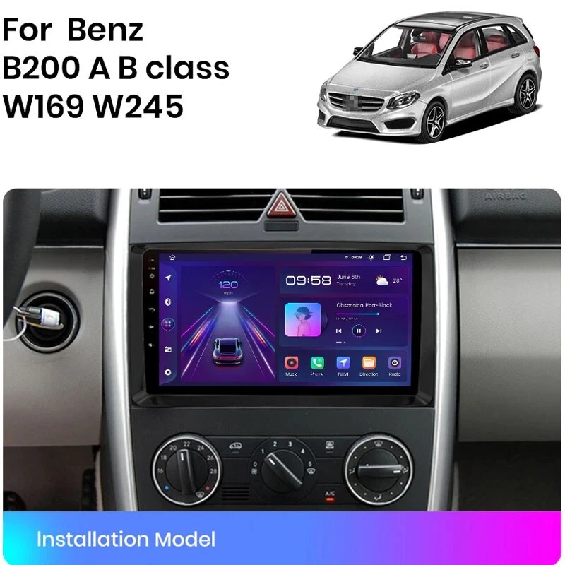 Radio Pantalla Android 12 GPS USB CARPLAY BT para Mercedes Benz W169 W245 B200 - Imagen 3 de 4