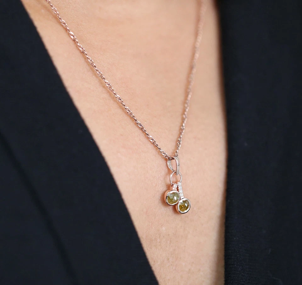 Colgante redondo color amarillo 14K sólido rosa blanco amarillo colgante KDK1203 Foto 4 de 4