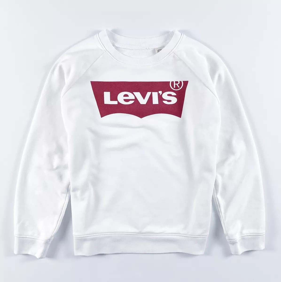 Levis Sweatshirt Women s Crew Neck Relaxed Fit Batwing Logo White