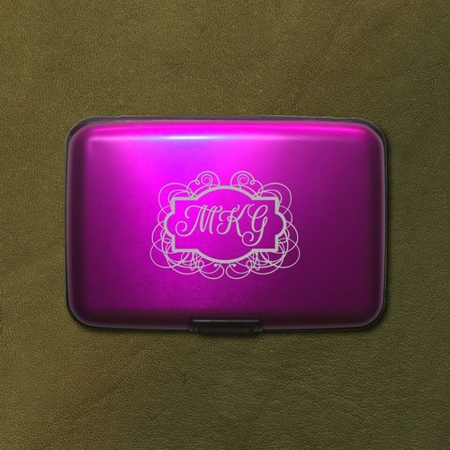 Personalized Monogram Aluminum RFID Credit Card Wallet - Purple - Picture 2 of 3