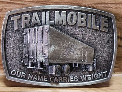 Vintage 1980's Trailmobile Our Name Carries Weight Trucking Belt Buckle