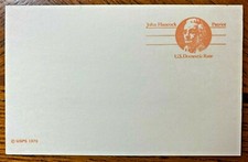 US Postal Card - UX74 John Hancock Patriot; U.S. Domestic Rate (10c) unused